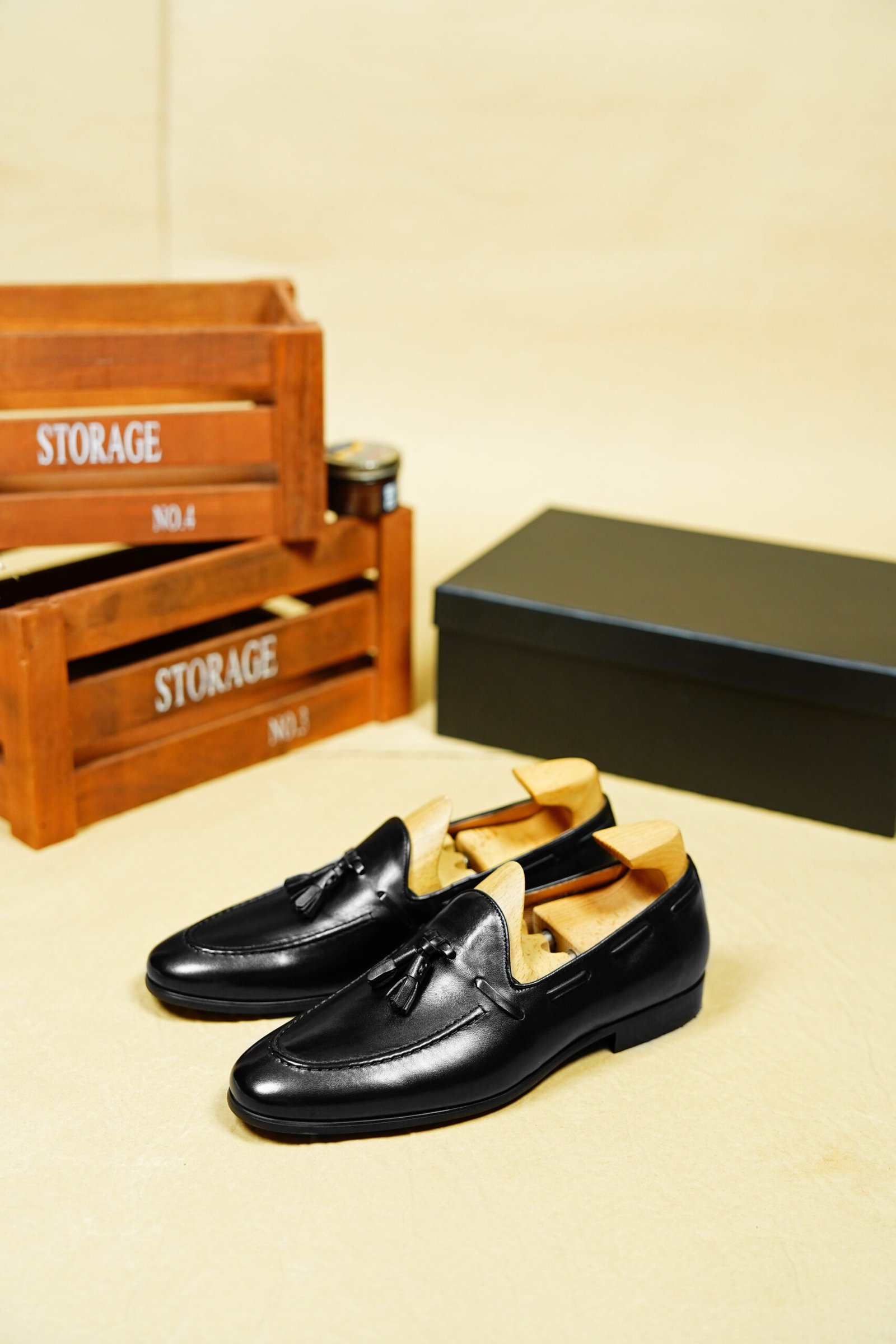 Tassel Loafers – Smooth Black Leather – Style 6712-01 - Image 2