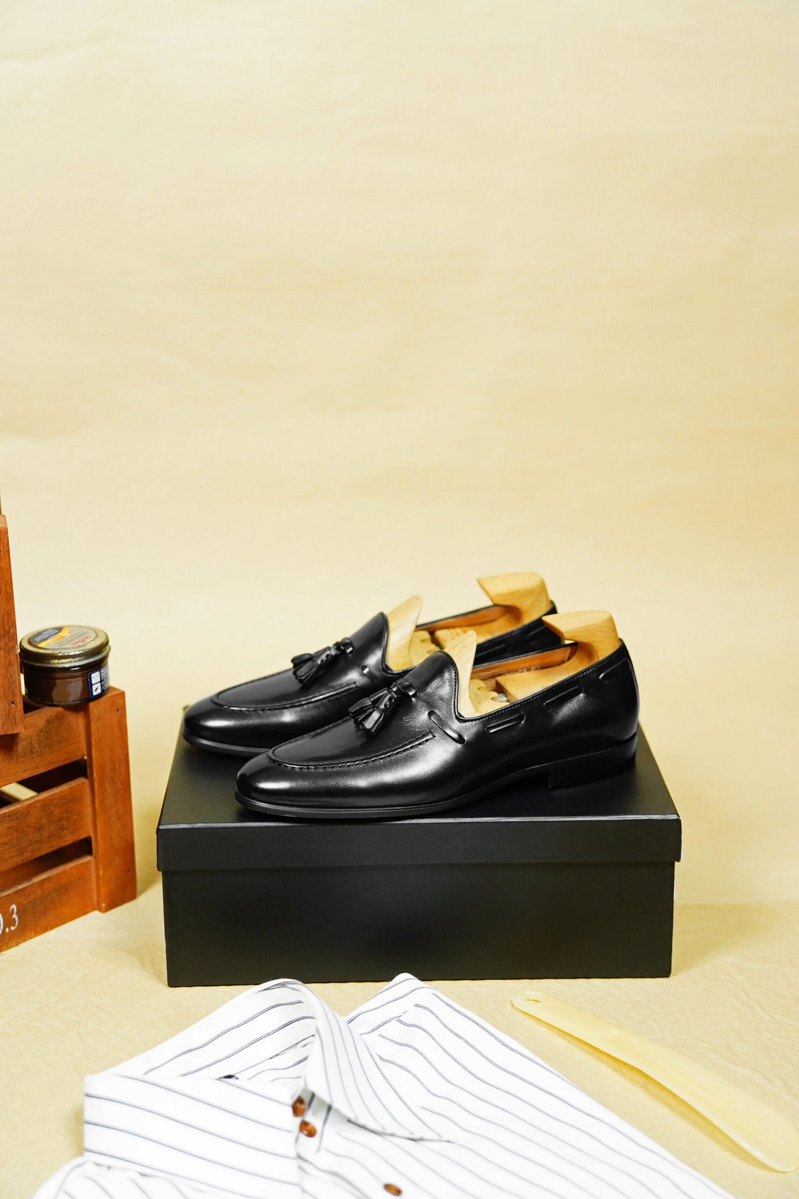 Tassel Loafers – Smooth Black Leather – Style 6712-01 - Image 3