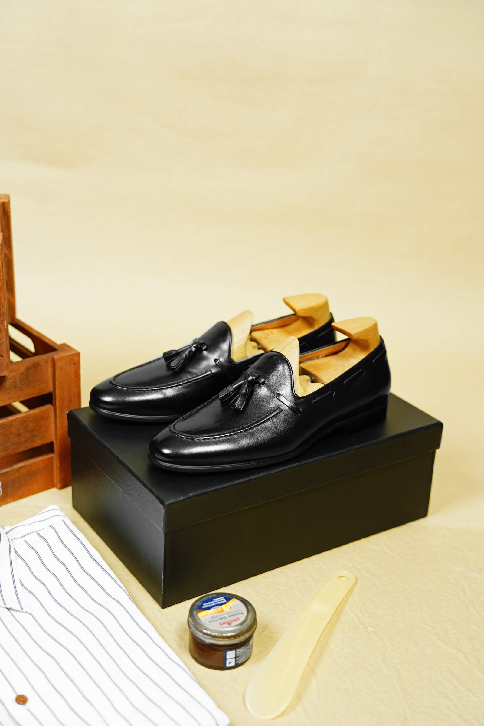 Tassel Loafers – Smooth Black Leather – Style 6712-01 - Image 4