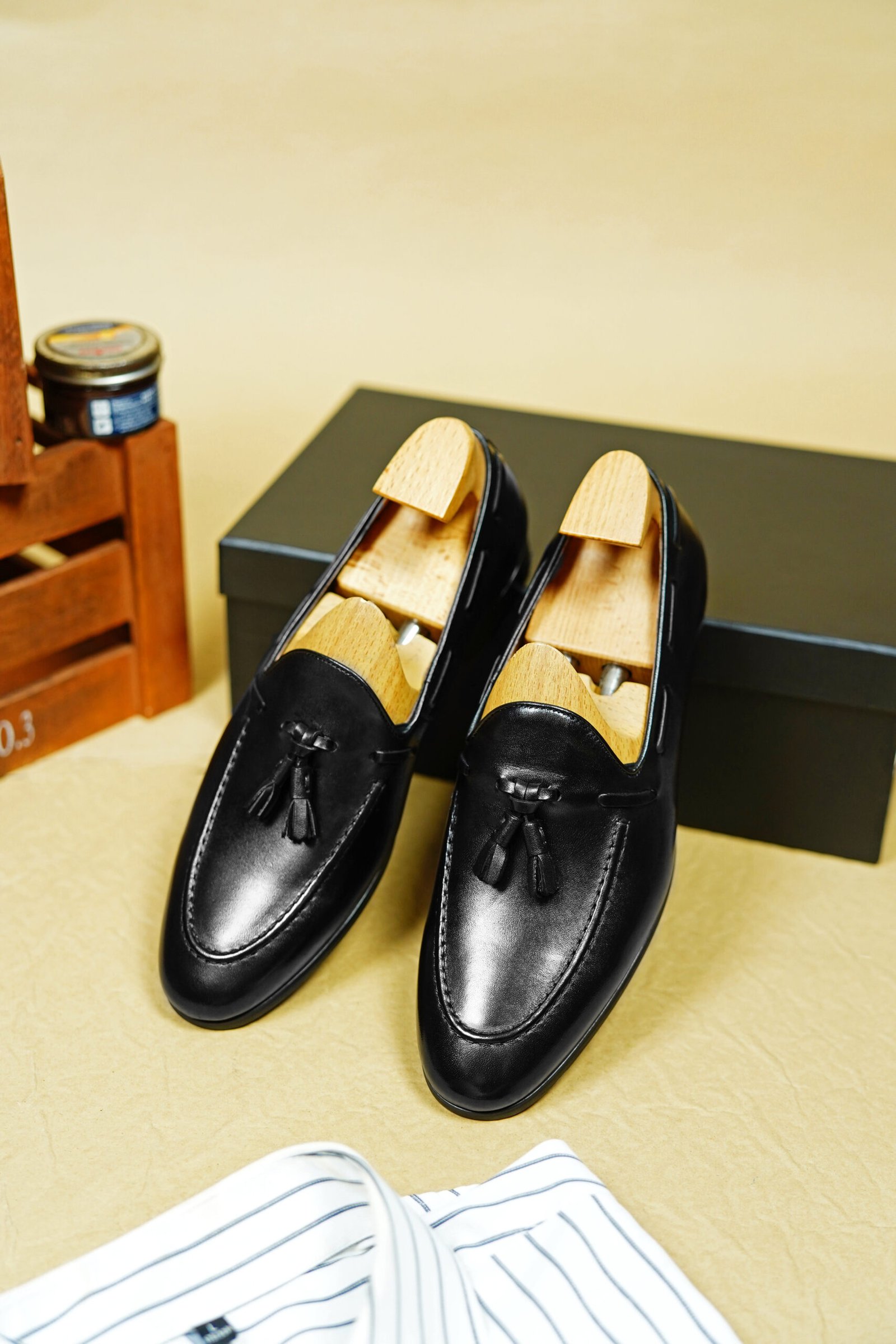 Tassel Loafers – Smooth Black Leather – Style 6712-01 - Image 5