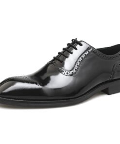 Classic Brogue Shoes – Dark Brown Patent Leather