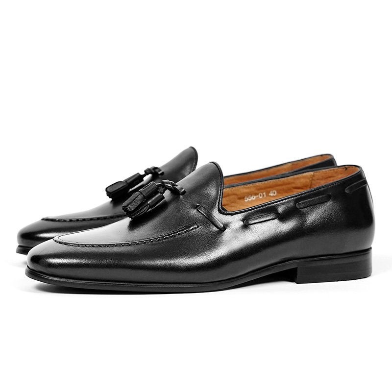 Tassel Loafers – Smooth Black Leather – Style 6712-01